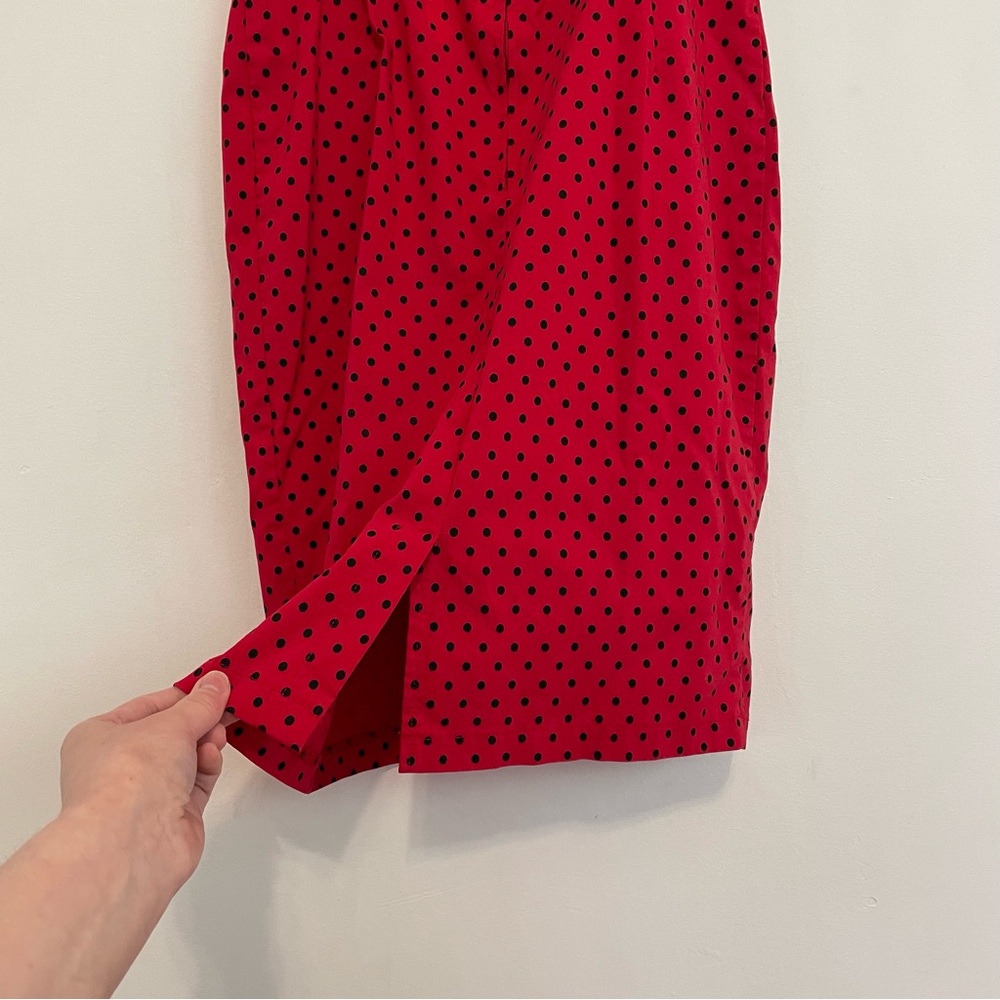 HELL BUNNY VIXEN Sandy Pencil Dress Red Polka Dot Retro Rockabilly Pinup US M 10 - Picture 15 of 16